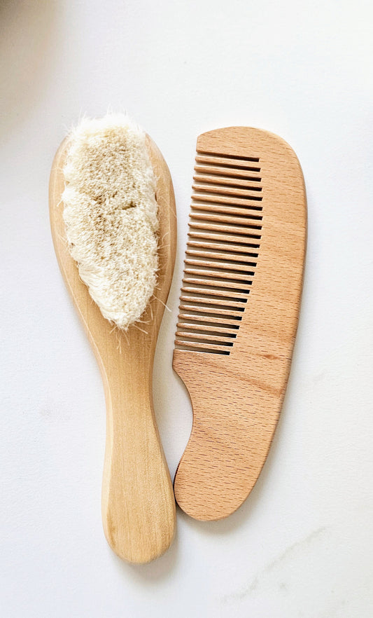Wooden Baby Hairbrush & Comb